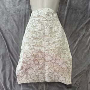 BANANA REPUBLIC Womens Skirt 4 Cream Lace Pencil Knee Length Career Feminine
